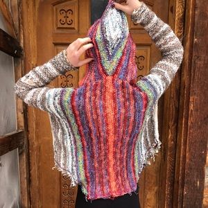 Free People - Colorful Knit Hooded Sweater. Size XS.